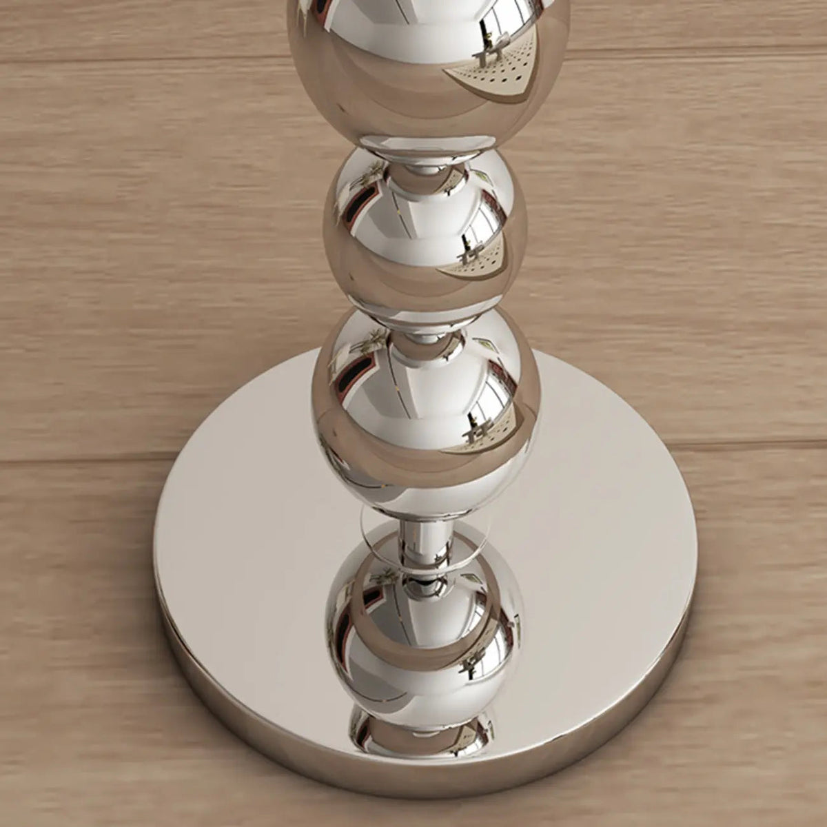 Lampadaire moderne décoratif à boules superposées avec abat-jour en tissu