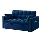 Canapé-lit convertible 4-en-1 – Causeuse en velours – Lit d'appoint avec dossier inclinable, 2 poches latérales