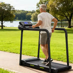 Tapis de marche pliable pour seniors, design sûr et stable avec longue rampe, grand écran LED, capacité de poids de 136 kg