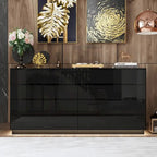 Commode haute brillance 63 po avec 8 tiroirs lumineux et plateau spacieux