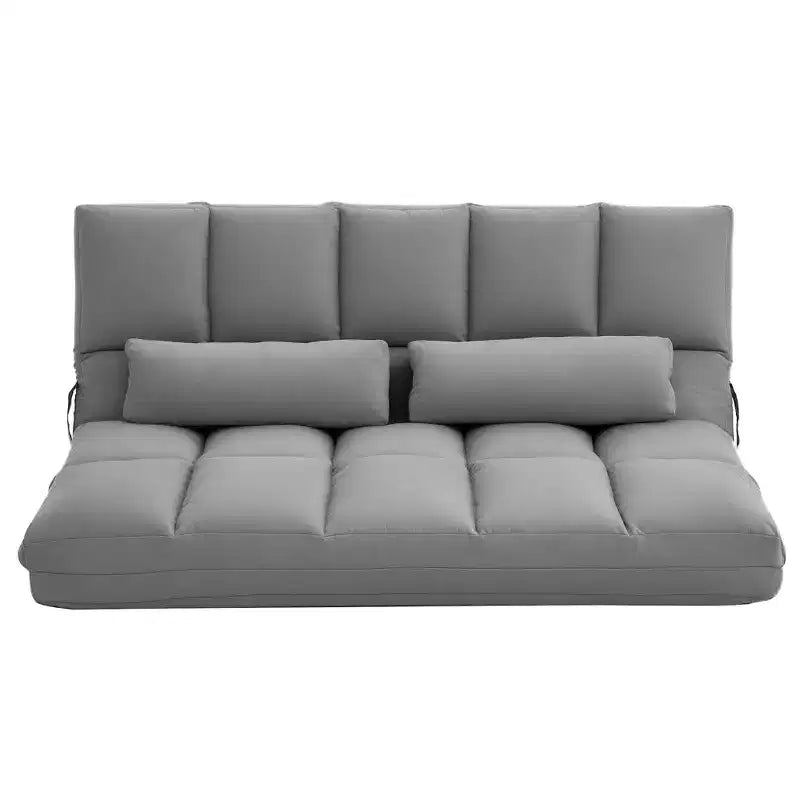 Canapé-lit convertible au sol, lit pliant, chaise longue d'appoint avec 2 oreillers, dossier et appuie-tête réglables, 130 cm de long