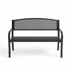 Banc d'extérieur en métal 2 places pour jardin, bancs en acier avec dossier géométrique pour terrasse, jardin et porche