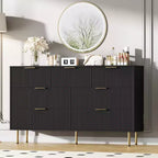 Commode cannelée à 7 tiroirs, Armoire de rangement moderne en bois, Meuble de chambre à coucher pour salon ou couloir