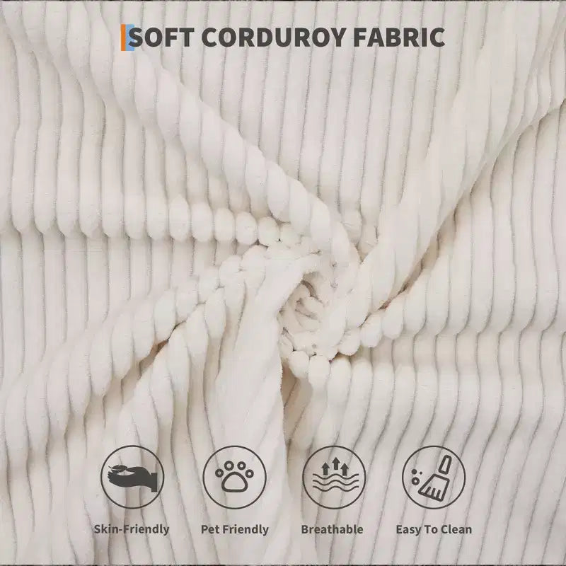 78.7 Canapé-lit futon 4-en-1 sans accoudoirs en velours côtelé, causeuse pliante avec oreillers (aucun assemblage requis)
