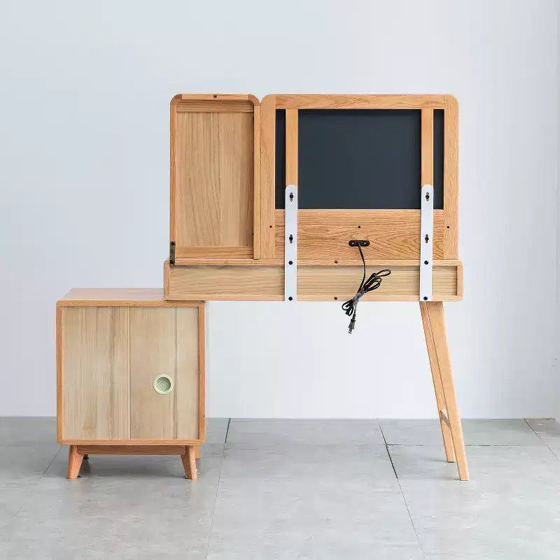Commode GDFStudio Crichton en chêne massif moderne avec 4 tiroirs et étagères