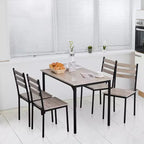 HOMCOM Ensemble table de salle à manger/cuisine de style moderne 5 pièces, 1 table et 4 chaises avec pieds en métal, convient pour l'extérieur