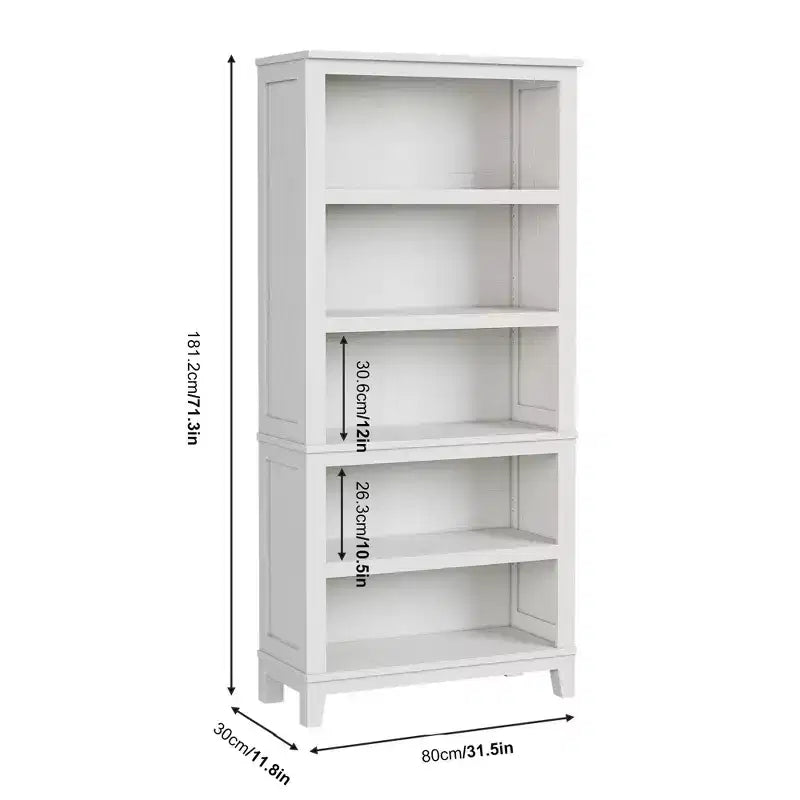 GustoWave 71 Grande bibliothèque avec étagères réglables 80 cm de large Étagère en bois à 5 niveaux Bibliothèques de style Ferme Bibliothèque Vintage