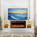Meuble TV électrique de 36 po avec foyer, centre de divertissement et console TV pour téléviseurs jusqu'à 80 po, chauffage d'appoint moderne pour salon