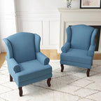 2 fauteuils d'appoint à dossier haut traditionnels, revêtus de tissu