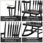 Costway Lot de 2 chaises à bascule en bois, finition brillante, blanc/café