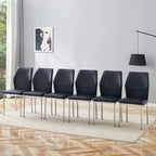 Ensemble de 6 chaises de salle à manger de luxe simples en PU haute résilience avec pieds en métal argenté, chaises d'appoint sans accoudoirs pour cuisine