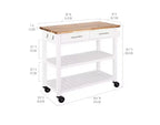 Desserte de cuisine roulante avec plateau en bois d'acacia, tiroirs, 97,5 cm L x 47 cm P, Blanc