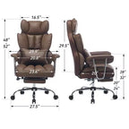 Efomao Chaise de Bureau Ergonomique 400 lbs, Grande Chaise d'Ordinateur en Cuir PU pour Personnes de Grande Taille, Fauteuil de Direction avec Repose-Pieds et Soutien Lombaire