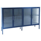 Meuble en métal et verre trempé avec étagère réglable