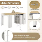 Table à manger extensible Whisen, table îlot mobile roulante avec 3 rallonges amovibles, meuble de rangement