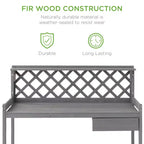 Table de rempotage de jardin en bois d'extérieur Best Choice Products, plan de travail avec tiroir de rangement et étagère ouverte