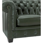 Canapé Chesterfield en cuir italien pleine fleur touffeté Hancock - 31 H x 86 L x 40 P