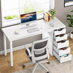 Bureau d'ordinateur Lantine avec 5 tiroirs, bureau moderne et simple de 119 cm pour la maison, le bureau et l'étude, idéal pour les petits espaces