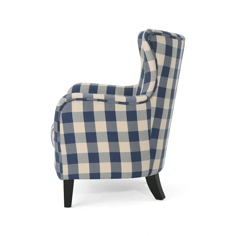 Fauteuil rembourré à dossier haut avec pieds en bois Modern Retro 30.25 pour le salon
