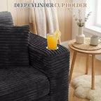 Celebalcony Canapé modulaire sans os 103, chaise longue en forme de L avec 2 porte-gobelets, canapés nuages moelleux en velours côtelé pour salon, aucun assemblage requis