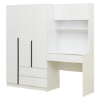 Armoire-penderie 3-en-1 avec coiffeuse, ensemble de bureau, armoire de chambre avec 2 tiroirs, armoire-penderie à 3 portes avec espace de rangement