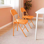 Lot de 8 chaises pliantes tout acier avec dossier, chaises pliantes en métal robustes, capacité de 159 kg, convient pour l'intérieur et l'extérieur
