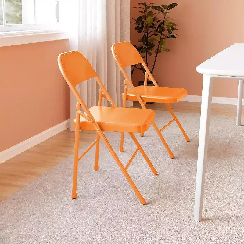 Lot de 8 chaises pliantes tout acier avec dossier, chaises pliantes en métal robustes, capacité de 159 kg, convient pour l'intérieur et l'extérieur