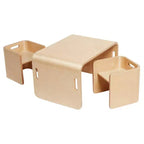 Ensemble table et chaises ECR4Kids Premium en bois courbé, meubles pour enfants, naturel, 3 pièces