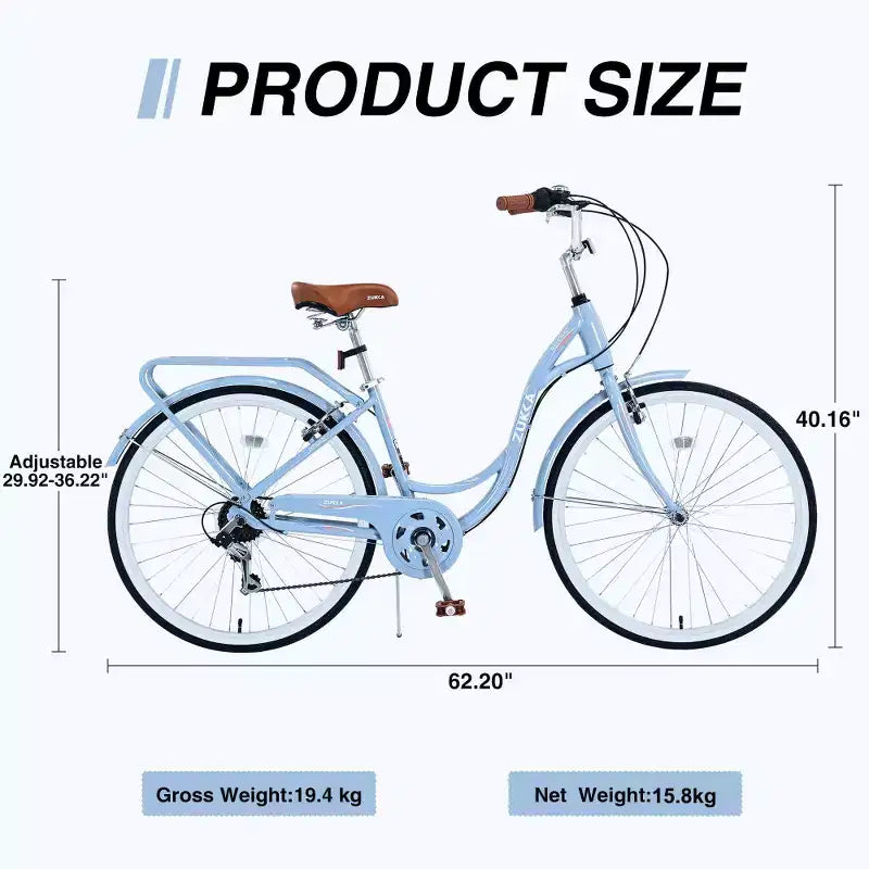 Vélo pour femme Zeus & Ruta de 24 pouces, 7 vitesses, cadre en acier