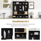 Meuble d'entrée large CLIHOME avec banc de rangement, armoire à chaussures minimaliste avec cubes de rangement et étagères