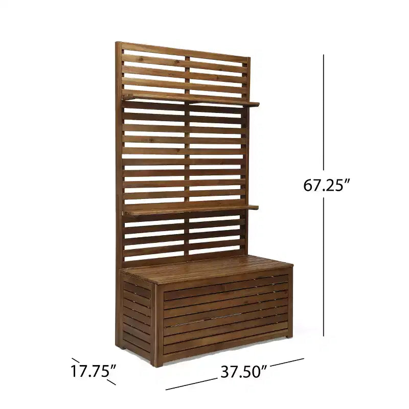 Christopher Knight Home Andrusia Banc de rangement d'extérieur rustique en bois d'acacia avec étagère, teck