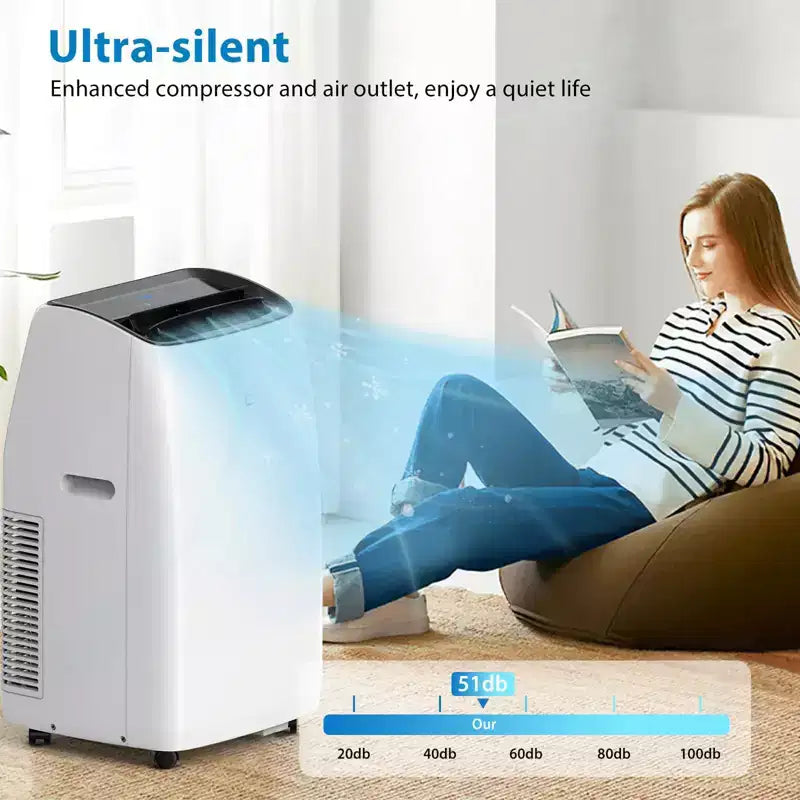 Climatiseur et Chauffage Portable Inverter 14000 BTU, Climatiseur Mobile pour Pièces Jusqu'à 70 m², avec Télécommande Économie d'Énergie 13,6