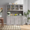 Famapy 61.2W Armoire de rangement grise Buffet Vaisselier de cuisine avec garniture de base ornée : Alliance d'élégance et d'utilité