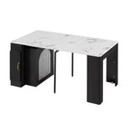 Table à manger extensible Whisen, table îlot mobile roulante avec 3 rallonges amovibles, meuble de rangement