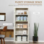 Garde-manger de cuisine 2 portes de 160 cm, meuble de rangement autoportant avec 5 étagères et 2 étagères réglables pour salle à manger