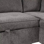 Sectionnel réversible en L de 104,5 po avec chaise longue de rangement et 2 poufs – Canapé-lit convertible 3 places pour salon