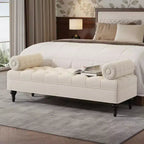 Banc de bout de lit moderne pour chambre à coucher, banc de fenêtre rembourré en velours avec 2 oreillers détachables pour salon ou entrée - Panipeachy