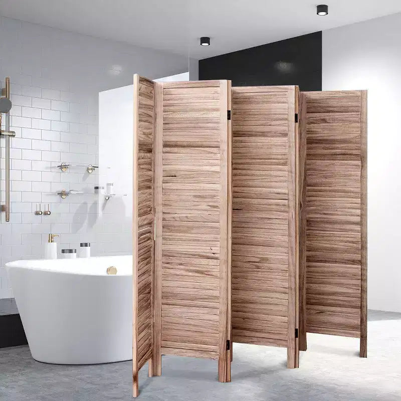 Paravent à 6 panneaux, 170 cm de haut, style vénitien classique en bois à lattes pour la maison