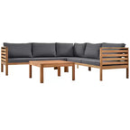 Ensemble de canapé d'angle d'extérieur Polibi Acacia avec table basse assortie