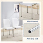 Ensemble de 6 chaises de salle à manger de luxe simples en PU haute résilience avec pieds en métal argenté, chaises d'appoint sans accoudoirs pour cuisine