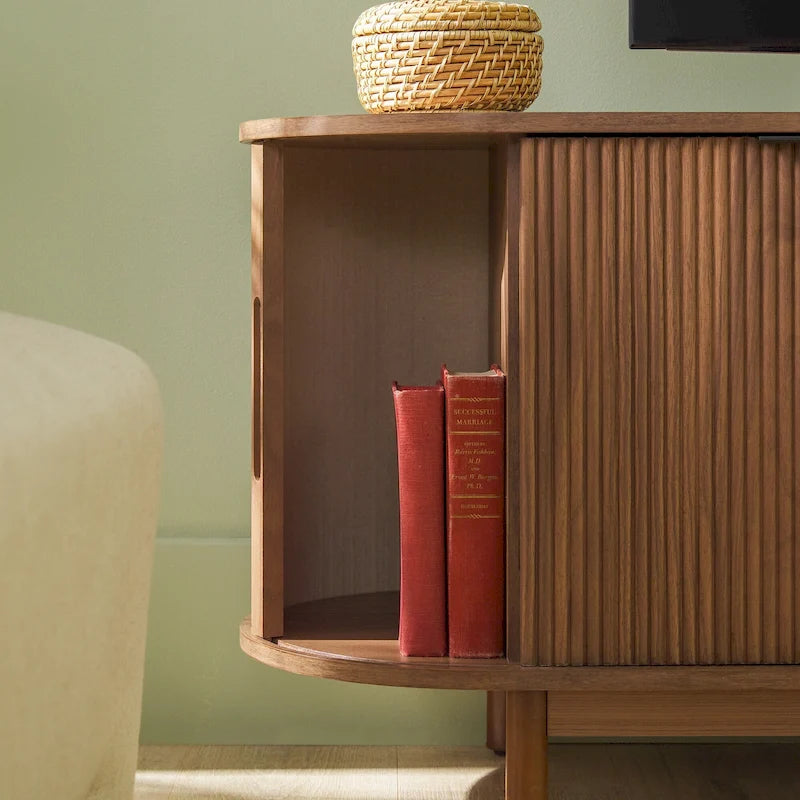 Meuble TV Middlebrook Modern Reeded de 60 po avec bords arrondis