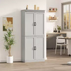 Meuble de rangement de cuisine autoportant, armoire de 178 cm avec portes et étagères réglables