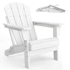 Ensemble de 2 chaises Adirondack pliantes avec table d'appoint, en plastique HDPE imitation bois, capacité de 172 kg, ensemble d'extérieur résistant aux intempéries pour patio, terrasse, foyer