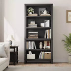 GustoWave 71 Grande bibliothèque avec étagères réglables 80 cm de large Étagère en bois à 5 niveaux Bibliothèques de style Ferme Bibliothèque Vintage