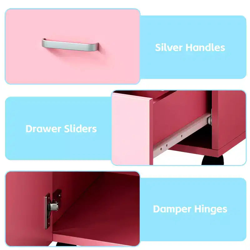 Table de manucure avec collecteur de poussière, roulettes verrouillables, repose-poignet et rangement pour la maison, les prothésistes ongulaires et les salons de beauté