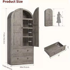 71 bibliothèque haute avec arche, bibliothèque arquée en bois avec portes et tiroirs, grande bibliothèque arquée de présentation avec rangement, convient pour le bureau et le salon