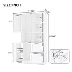 Meuble de rangement haut de salle de bain de 157 cm, armoire de rangement sur pied avec tiroir et étagère réglable, armoire de rangement polyvalente pour salle de bain et salon