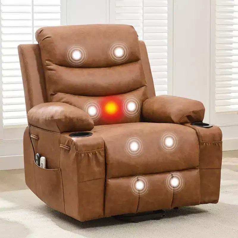 Fauteuil inclinable releveur avec massage et chauffage, fauteuils inclinables électriques surdimensionnés, siège de cinéma maison avec 2 porte-gobelets latéraux, fauteuil simple inclinable à bascule