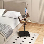 1 Table d'appoint en C, Table de lit à roulettes réglable en hauteur, Table de canapé multi-usage et Bureau d'ordinateur portable pour petits espaces
