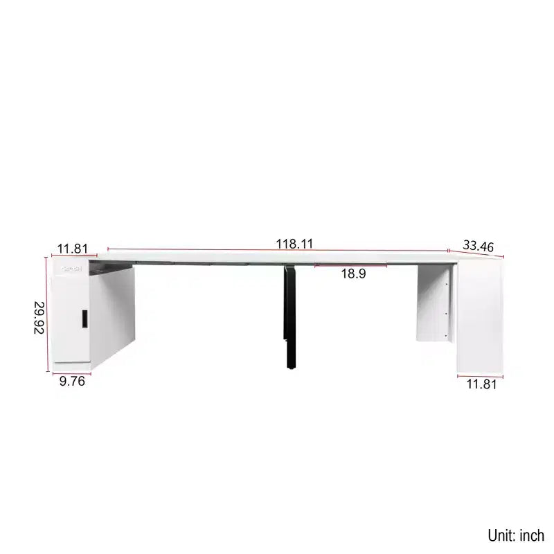 CLIHOME Table à manger extensible moderne multifonctionnelle avec prise, Table extensible peu encombrante avec rangement